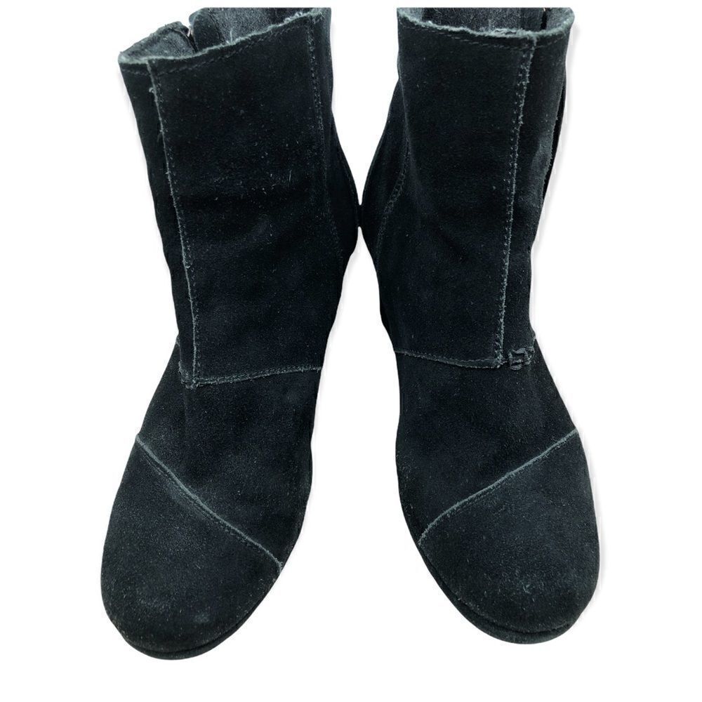 Toms black side zipper ankle booties